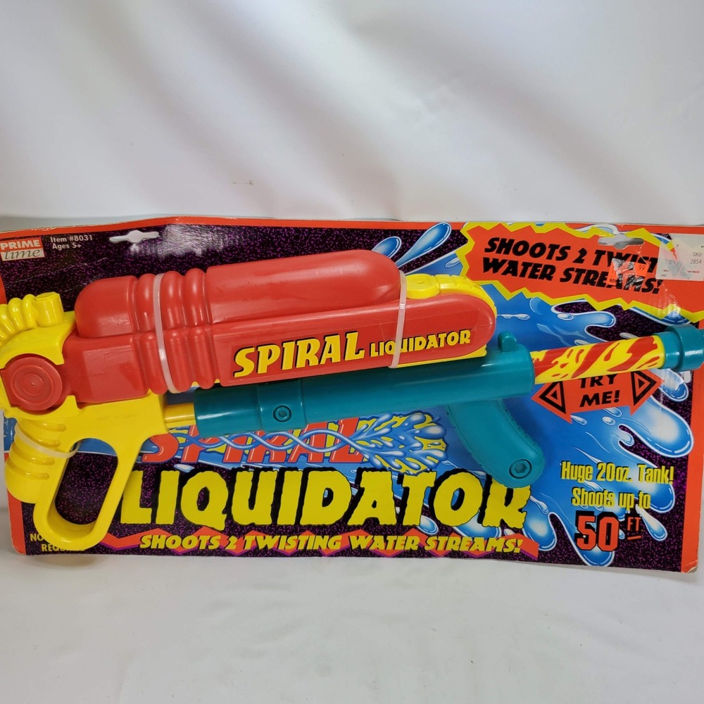 Prime Time Toys Spiral Liquidator Water Gun Red Yellow Teal VTG 8031 1994 NEW